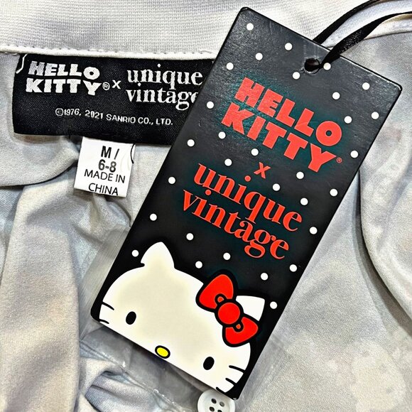 Unique Vintage x Hello Kitty Midi Fit & Flare Dress Collared Button Up Pockets - Picture 13 of 13